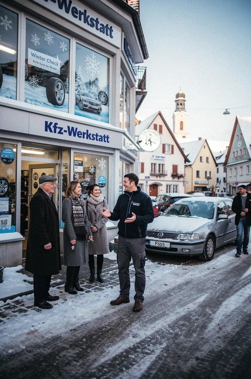 Moderne Werkstatt mit spezialisiertem Equipment für den Wintercheck von Autos.